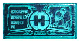 Tile 1 x 2 with Black Hero Factory Logo and Data Pattern