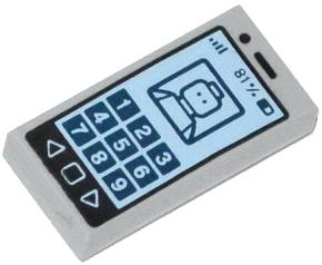 Tile 1 x 2 with Cell Phone / Smartphone with '81%' and Minifigure on Screen Pattern