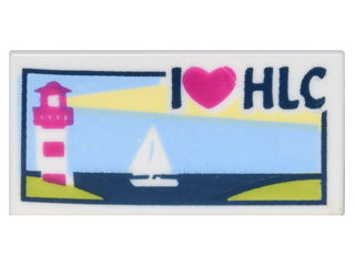 Tile 1 x 2 with Lighthouse, Sailboat and 'I Heart HLC' Pattern