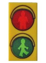 Tile 1 x 2 with Traffic Light with Minifigure Green Walk and Red Stop Pattern