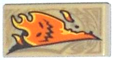 Tile 1 x 2 with Dark Tan Markings and Orange Fire Monster with Black Mouth and Eyes Pattern (Nexo Knights Book of Deception)