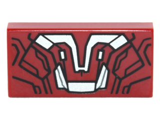 Tile 1 x 2 with Black and Silver Iron Man Armor Pattern