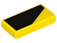 Tile 1 x 2 with Black Thick Stripe on Yellow Background Pattern Model Left Side