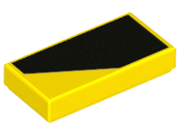 Tile 1 x 2 with Black Thick Stripe on Yellow Background Pattern Model Right Side
