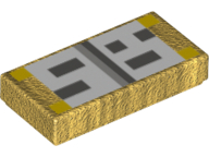 Tile 1 x 2 with Pixelated Black, White and Gray Pattern (Minecraft Open Book)