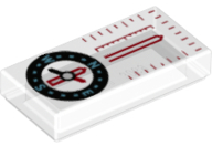 Tile 1 x 2 with Compass and Red Scale Pattern