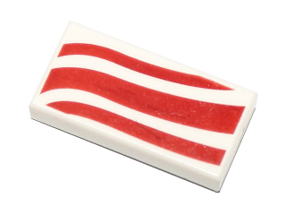 Tile 1 x 2 with Dark Red Waves Pattern