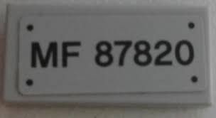 Tile 1 x 2 with Black 'MF 87820' Pattern (Sticker) - Set 79116