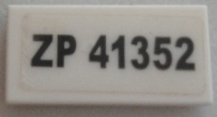 Tile 1 x 2 with Black 'ZP 41352' Pattern (Sticker) - Set 76030