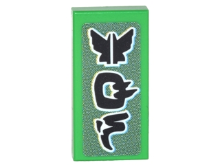 Tile 1 x 2 with Black Wings Logo, Ninjago Logogram 'GS' with White Outlines on Gray Background Pattern (Sticker) - Set 70620