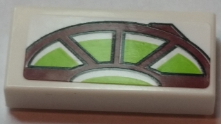 Tile 1 x 2 with Dark Red and Lime Quadrant Control Panels Pattern (Sticker) - Set 75021