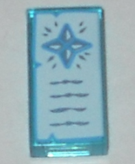 Tile 1 x 2 with 4 Diamonds and Writing Pattern