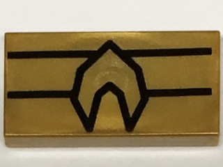 Tile 1 x 2 with Black Polygon and Lines Pattern (BrickHeadz Aquaman Belt Buckle)