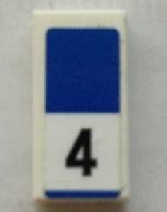 Tile 1 x 2 with Black Number 4 and Blue Rectangle Pattern (Sticker) - Set 75873