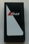 Tile 1 x 2 with White 'R8' on Black and White Diagonal Background Pattern Model Right Side (Sticker) - Set 75873