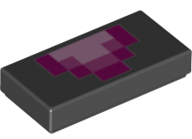 Tile 1 x 2 with Pixelated Bright Pink, Dark Pink and Magenta Tongue Pattern (Minecraft Dragon)