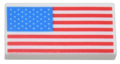 Tile 1 x 2 with United States Flag Pattern