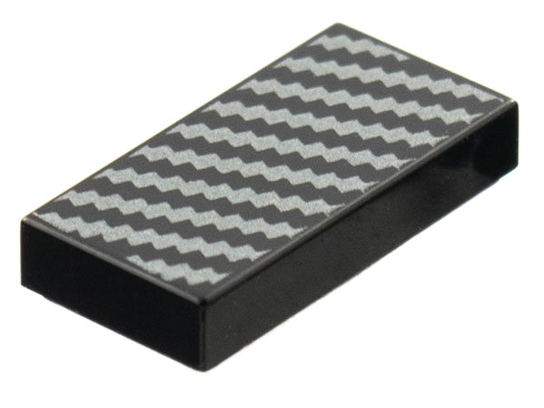 Tile 1 x 2 with Silver Diagonal Zigzag Lines Pattern