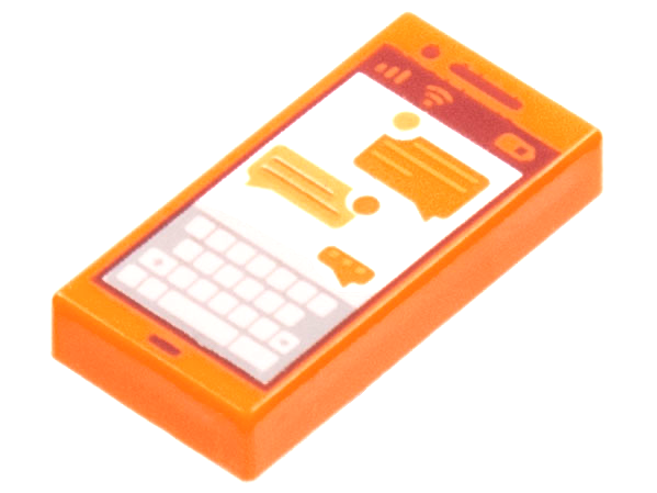 Tile 1 x 2 with Cell Phone / Smartphone Screen with Keyboard and Text Messages Pattern