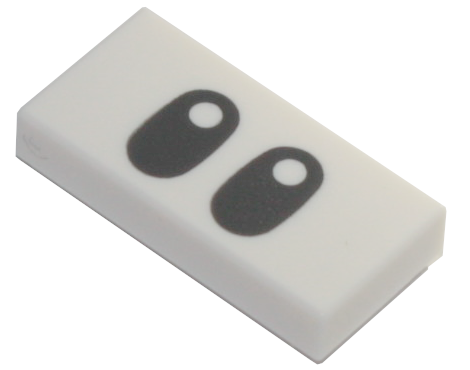 Tile 1 x 2 with Black Elongated Eyes Pattern (Super Mario Foo)