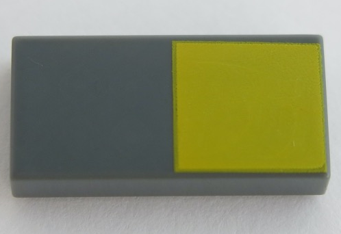 Tile 1 x 2 with Yellow Square Pattern