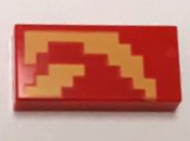 Tile 1 x 2 with Minecraft Pixelated Bright Light Orange Flame Pattern