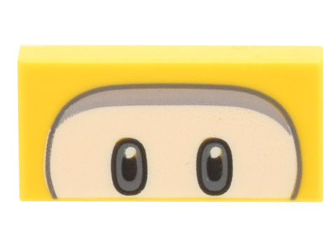 Tile 1 x 2 with Black and Dark Bluish Gray Eyes on White Background, Light Bluish Gray Curved Line Pattern (Super Mario Dorrie)