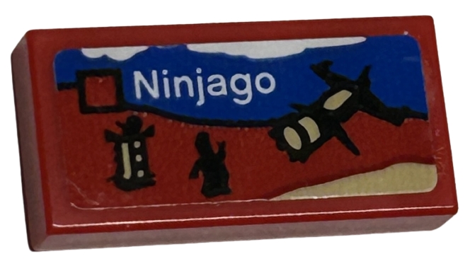 Tile 1 x 2 with LEGO Ninjago Set Box Art, Black Ninja Minifigure Silhouette and Boulder Blaster Pattern (Sticker) - Sets 40528 / 40574