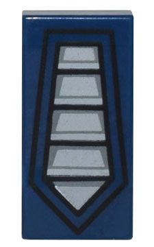 Tile 1 x 2 with Black Pentagonal Outline and Silver Vents Pattern