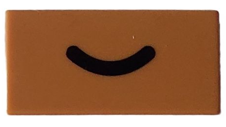 Tile 1 x 2 with Black Smile / Frown Curved Line Pattern