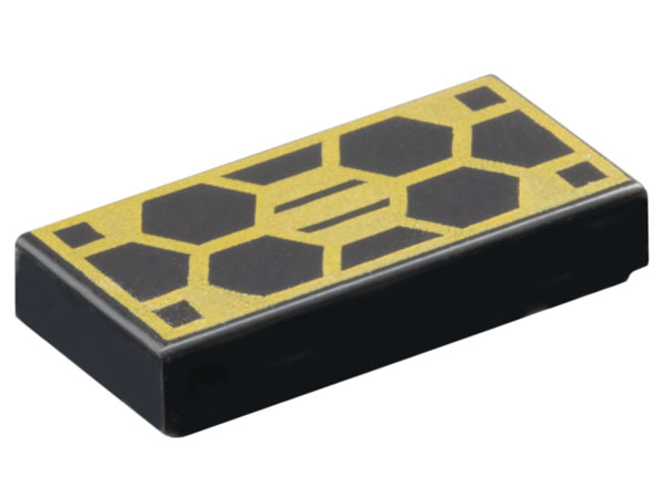 Tile 1 x 2 with Hexagonal Gold Solar Panel Pattern