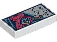 Tile 1 x 2 with Mini Doll Head, Silver Microphone and Black Handwritten 'Ley-La xo' and Hearts Pattern