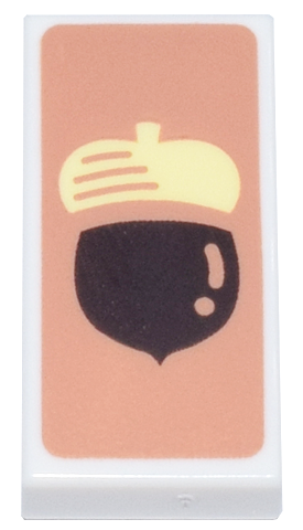 Tile 1 x 2 with Dark Brown and Bright Light Yellow Acorn on Medium Nougat Background Pattern (Animal Crossing DIY Recipe)