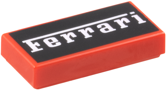 Tile 1 x 2 with White 'Ferrari' on Black Background Pattern
