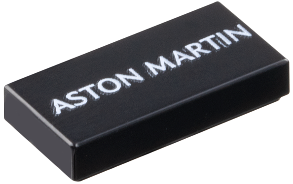 Tile 1 x 2 with White 'ASTON MARTIN' Pattern