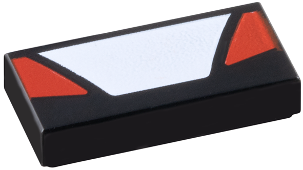 Tile 1 x 2 with White Trapezoid in Center and Red Triangular Panels on Sides Pattern