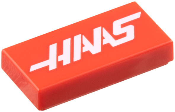 Tile 1 x 2 with White 'HAAS' Pattern