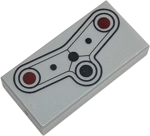 Tile 1 x 2 with Robotic Sensors, Black and Dark Red Dots with Circles and Outlines Pattern