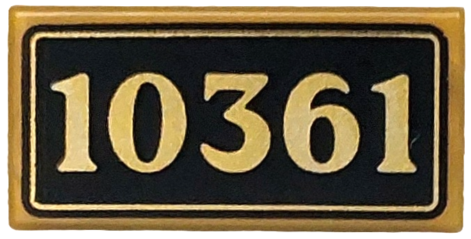 Tile 1 x 2 with Black Sign with Metallic Gold '10361' Pattern