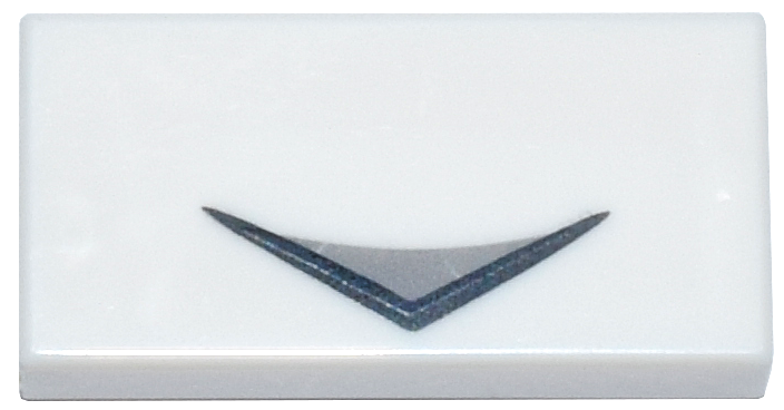 Tile 1 x 2 with Black and Light Bluish Gray Arrow Pattern (BrickHeadz Drift Nose)