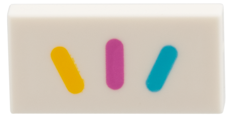 Tile 1 x 2 with Bright Light Orange, Magenta, and Medium Azure Sprinkles Pattern