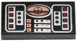 Tile 1 x 2 with SW Avionics Control Panel with Copper, Red and Silver Display and Buttons Pattern