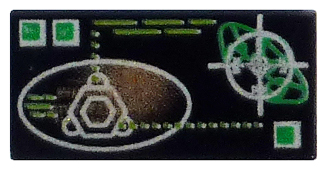 Tile 1 x 2 with Copper and Silver Elliptical Display and Target, Green Buttons Pattern