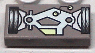 Tile 1 x 2 with Life on Mars (LoM) Light Gray Mechanical Pattern