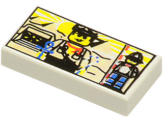 Tile 1 x 2 with Minifigure and Pyramids Pattern