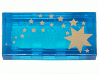 Tile 1 x 2 with Gold Stars Pattern