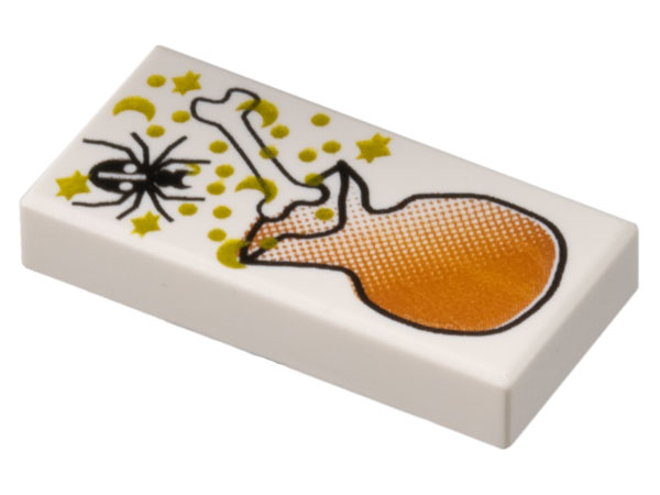Tile 1 x 2 with HP Spider, Bone, and Bag Pattern