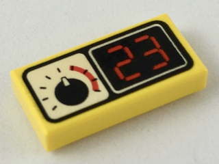 Tile 1 x 2 with White Gauge and Red Digital '23' on Black Background Pattern