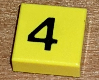 Tile 1 x 1 with Black Number 4 Pattern