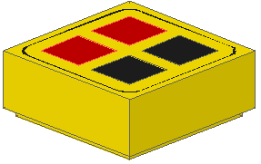 Tile 1 x 1 with Red and Black Buttons Pattern